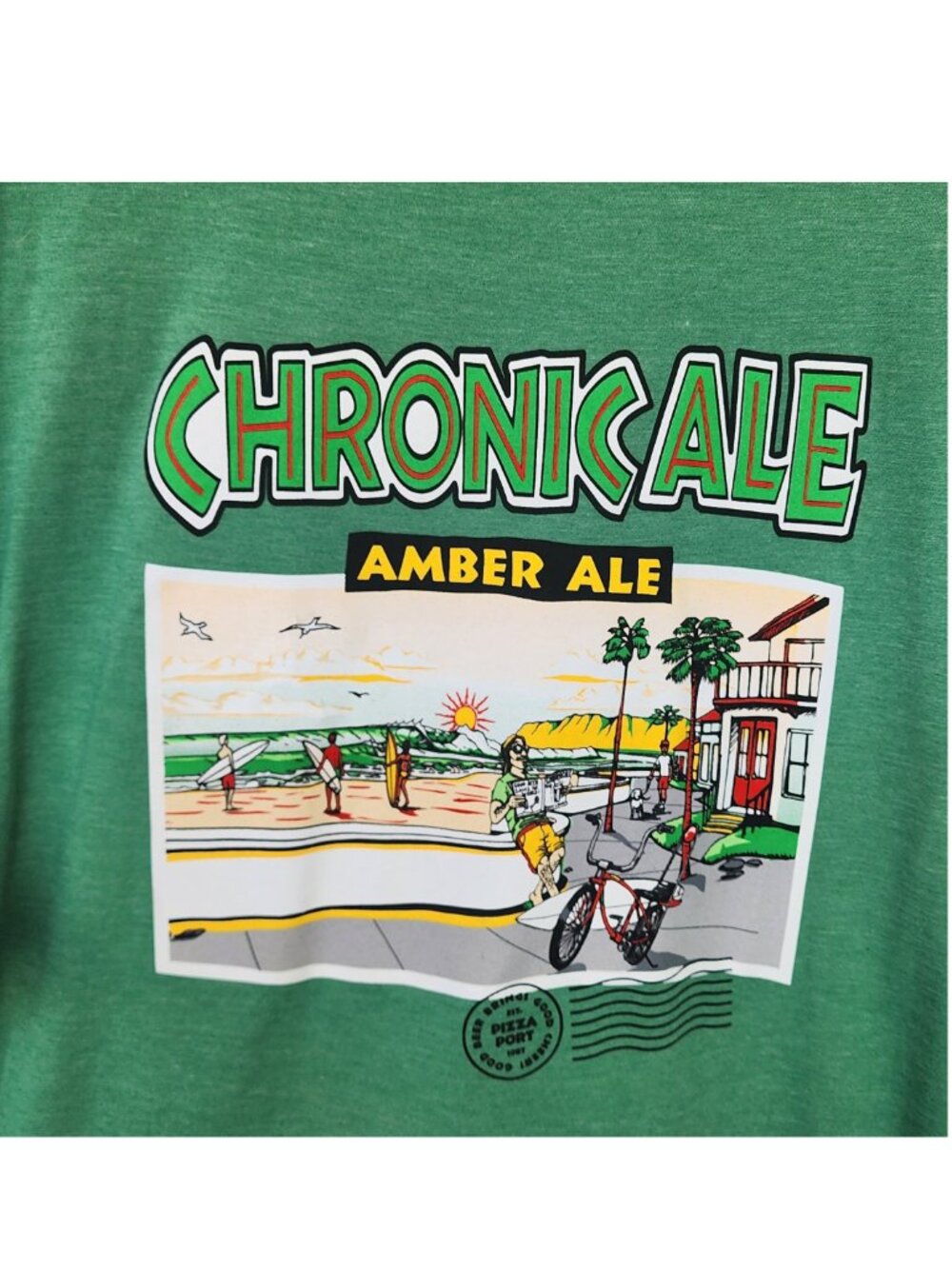 Pizza Port Brewing California Chronic Ale T-shirt Men XL Green Graphic Print NWT